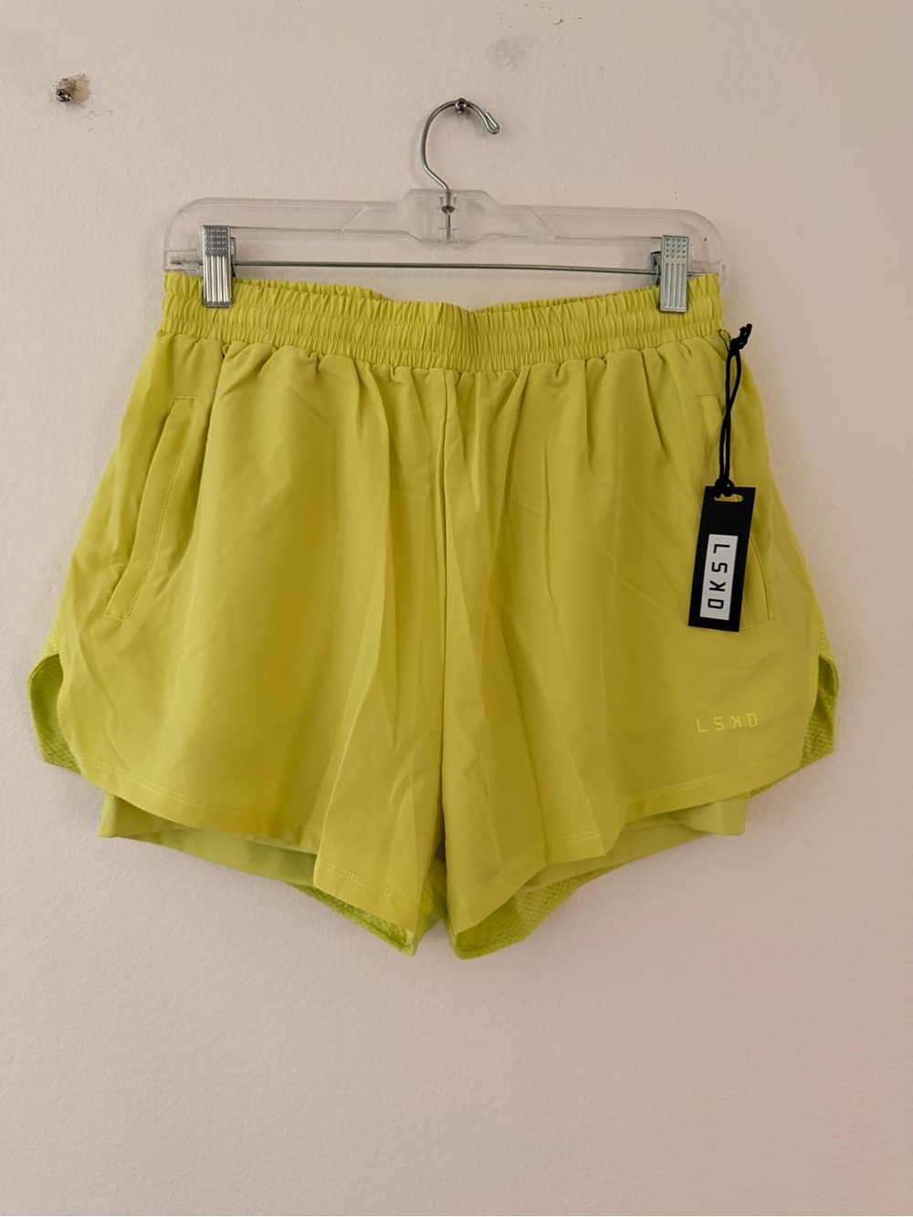 LSKD Women's Neon Yellow Athletic Shorts with Elastic Waist